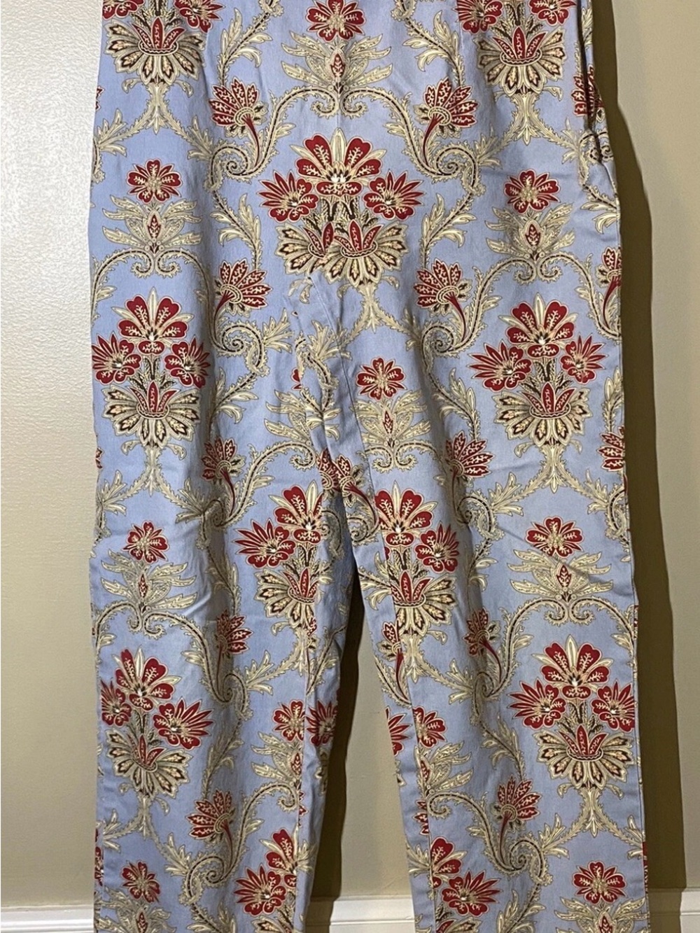 Talbots Light Blue Floral Brocade Ankle Pants
